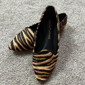 Tiger Calf Hair flats. Gibson Latimer. Size 8
